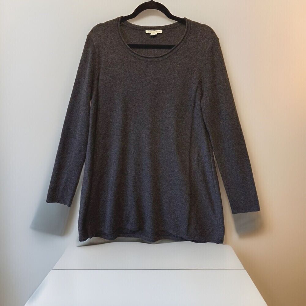 Coldwater‎ Creek Sweater Medium Women's Dark Gray Pullover Scoop Neck